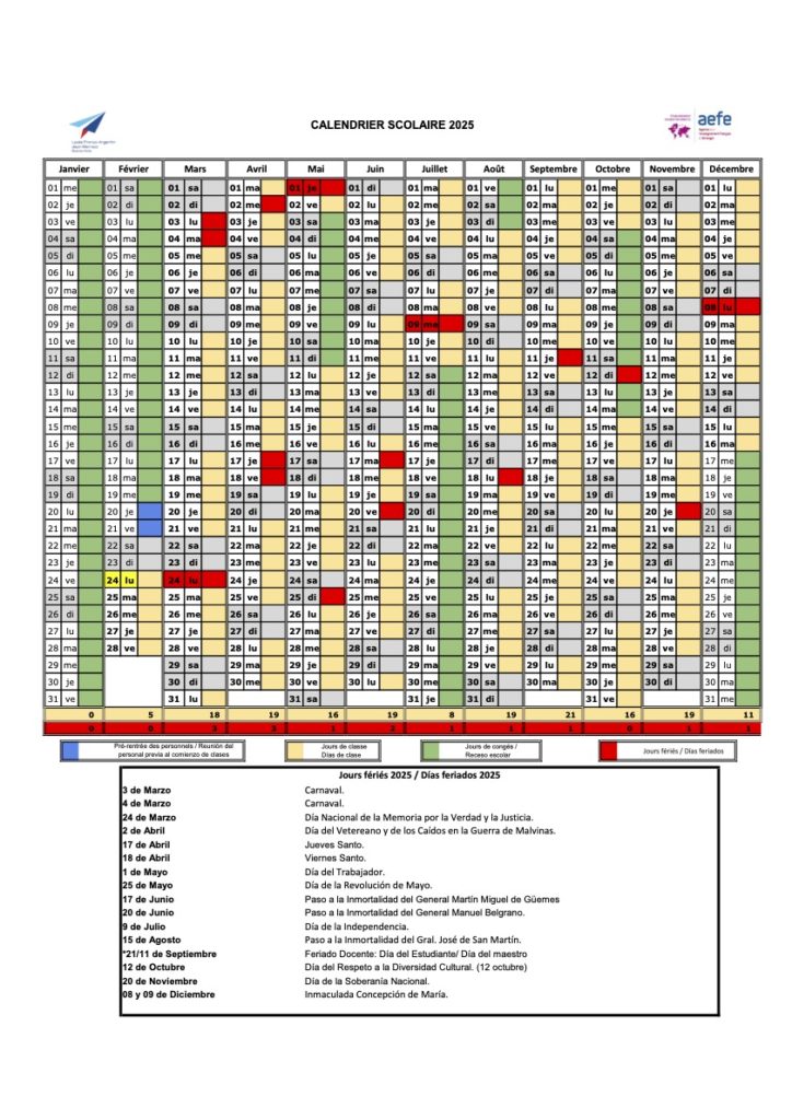 calendrier scolaire 2025